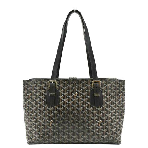 goyard chevron okinawa pm black tan|GOYARD Okinawa PM Chevron Print Canvas Tote Bag Black.